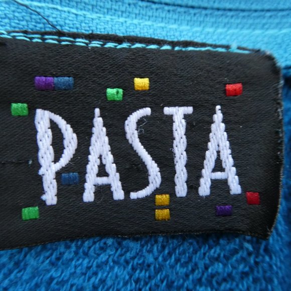 Vintage 80s Blue Sweatshirt 3D Velvet Purple Hearts Embroidered Zipper Back L - Picture 8 of 12